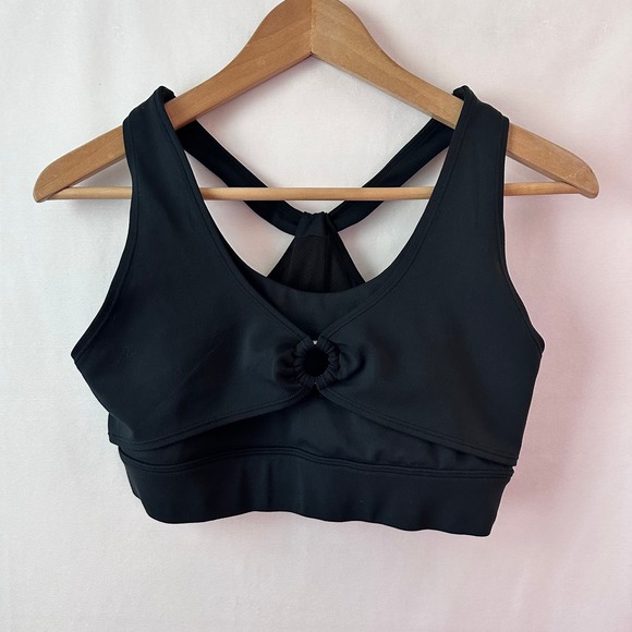 Curves N CombatBoots Sports Bra activewear athletic run o-ring teal blackLarge - Picture 1 of 4